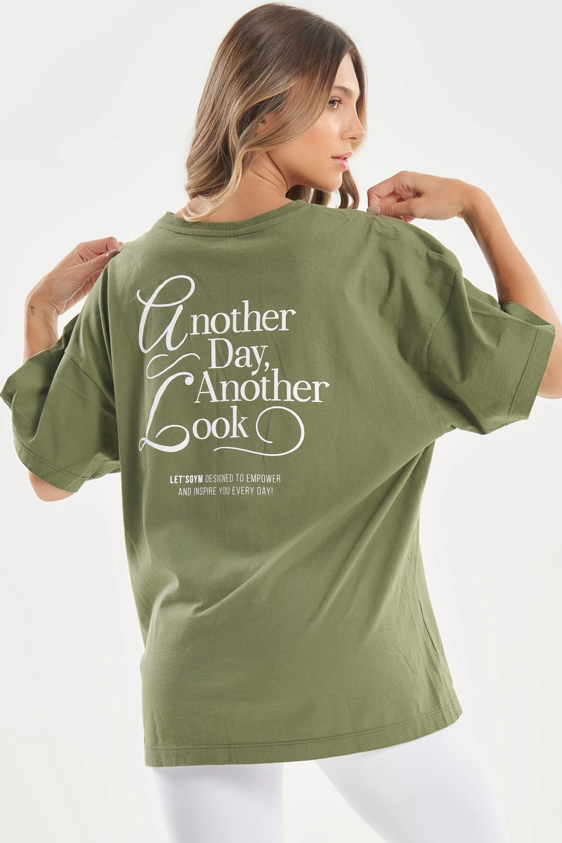 Lets Gym - Camiseta Oversized Another Verde Militar - 2752VDM