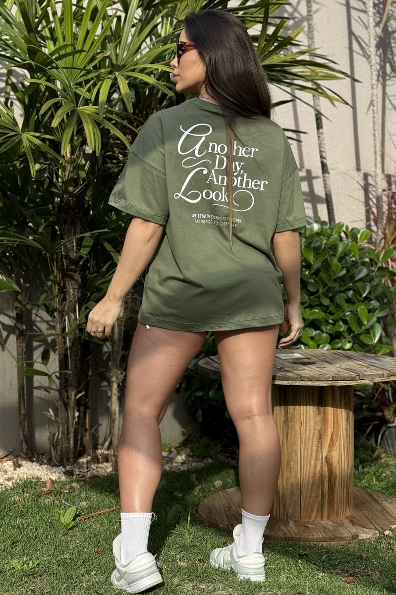 Lets Gym - Camiseta Oversized Another Verde Militar - 2752VDM