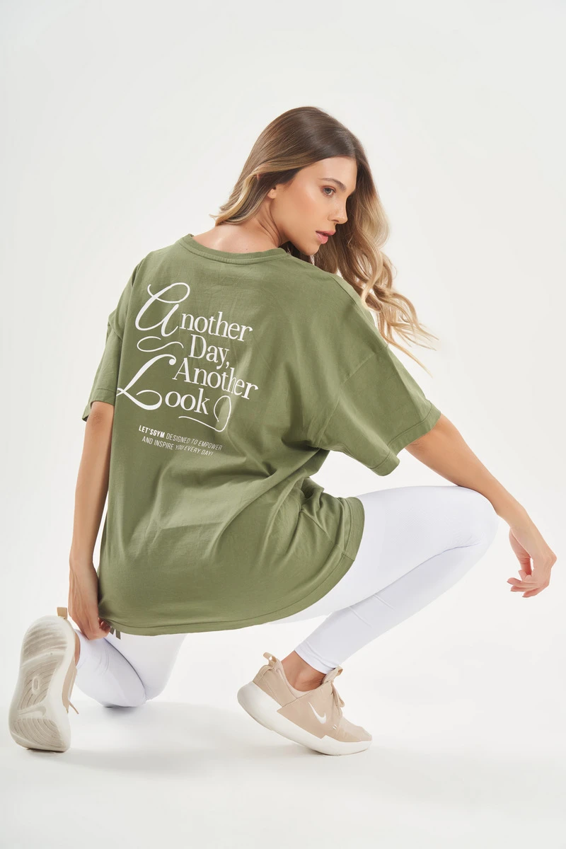 Lets Gym - Camiseta Oversized Another Verde Militar - 2752VDM