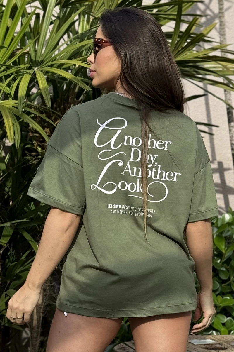 Lets Gym - Camiseta Oversized Another Verde Militar - 2752VDM