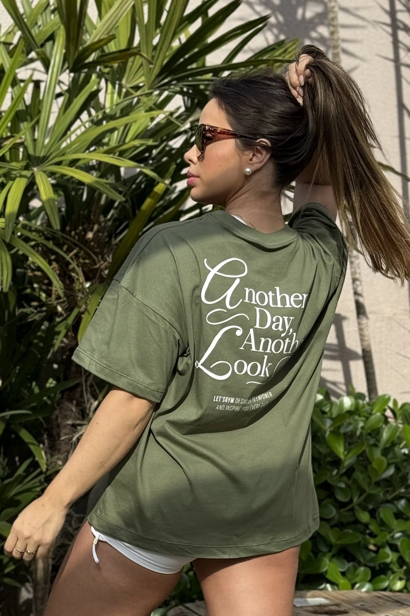 Lets Gym - Camiseta Oversized Another Verde Militar - 2752VDM