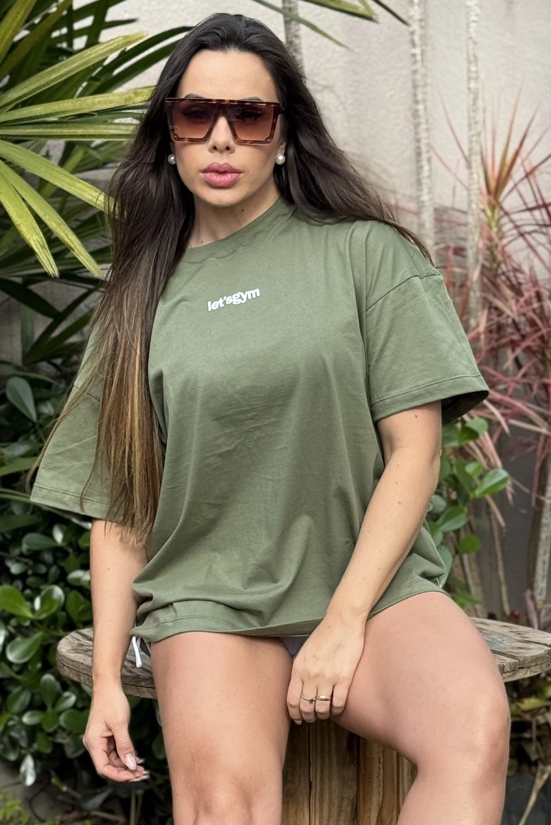 Lets Gym - Camiseta Oversized Another Verde Militar - 2752VDM