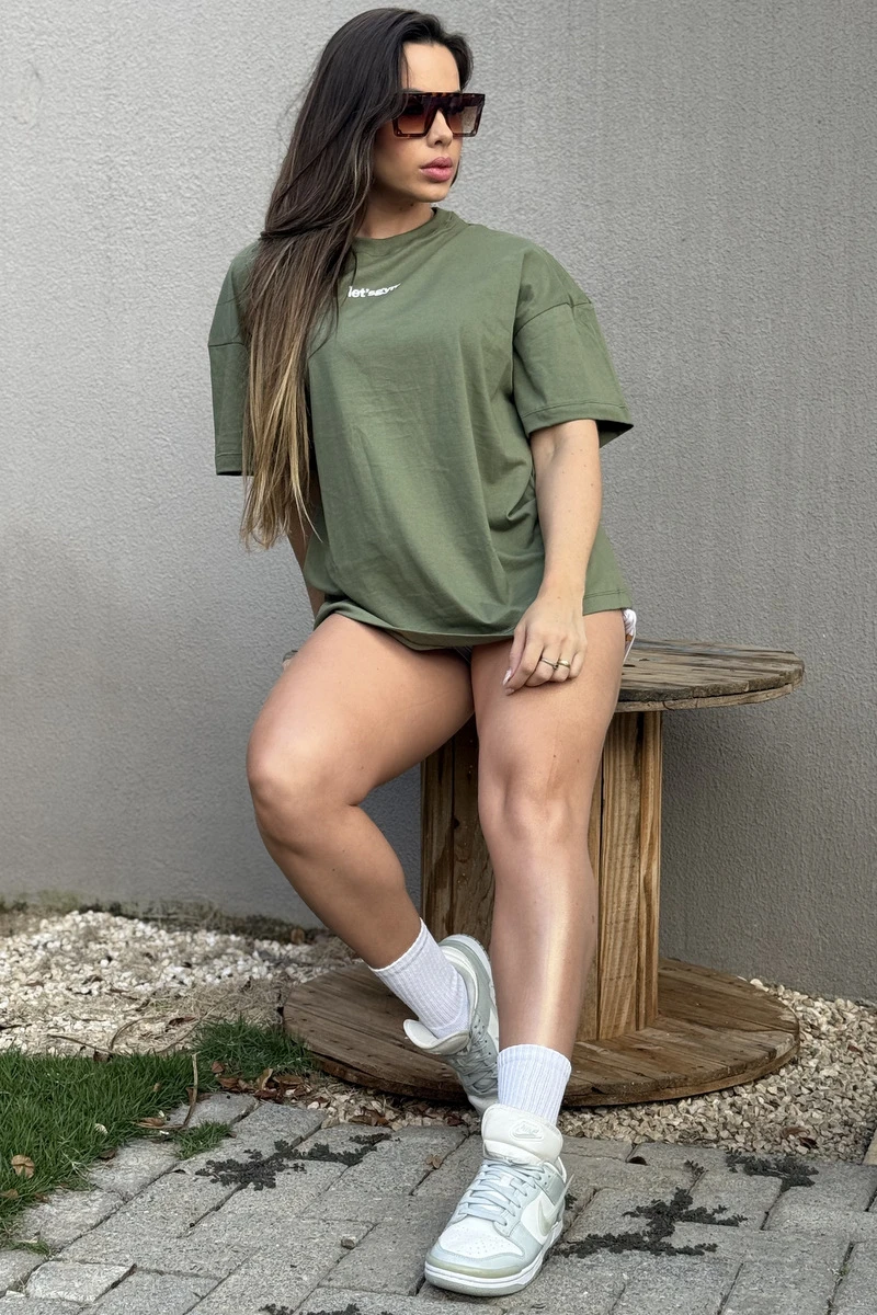 Lets Gym - Camiseta Oversized Another Verde Militar - 2752VDM