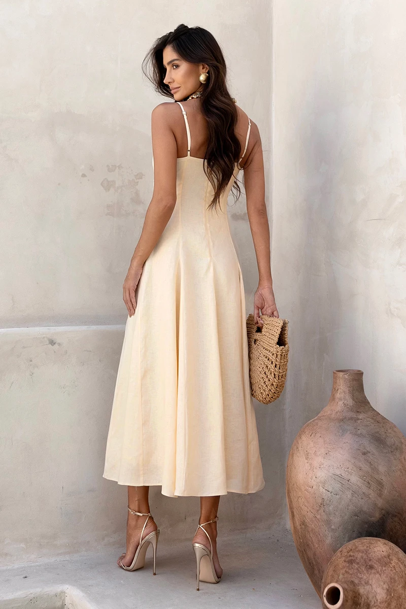 Dot Clothing - Vestido Dot Clothing Ophelia Longuete Alfaiataria Camomila - 2903AMAR