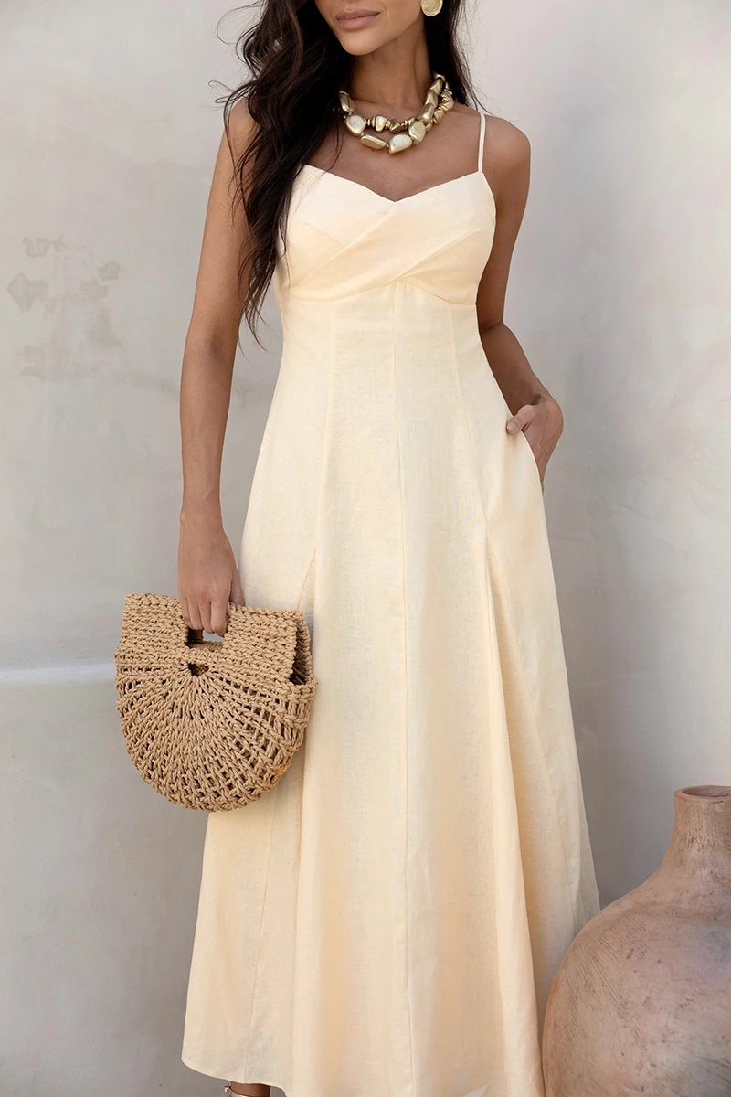 Dot Clothing - Vestido Dot Clothing Ophelia Longuete Alfaiataria Camomila - 2903AMAR