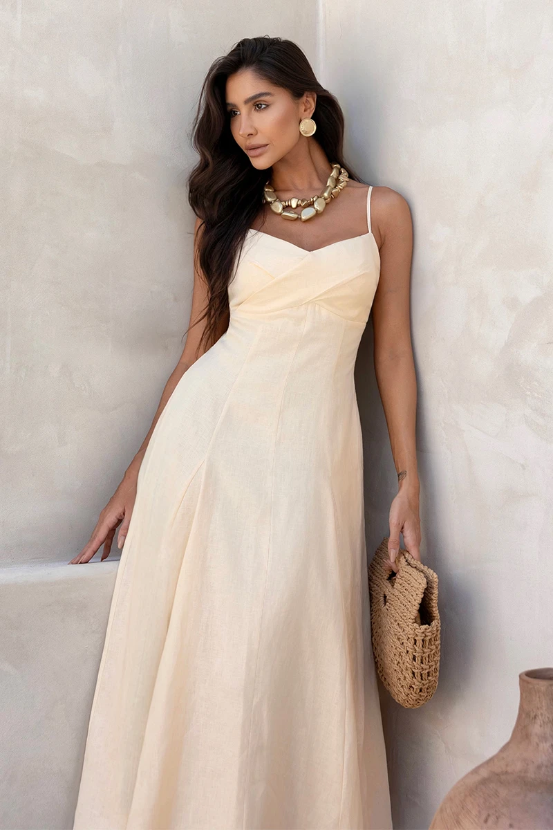 Dot Clothing - Vestido Dot Clothing Ophelia Longuete Alfaiataria Camomila - 2903AMAR