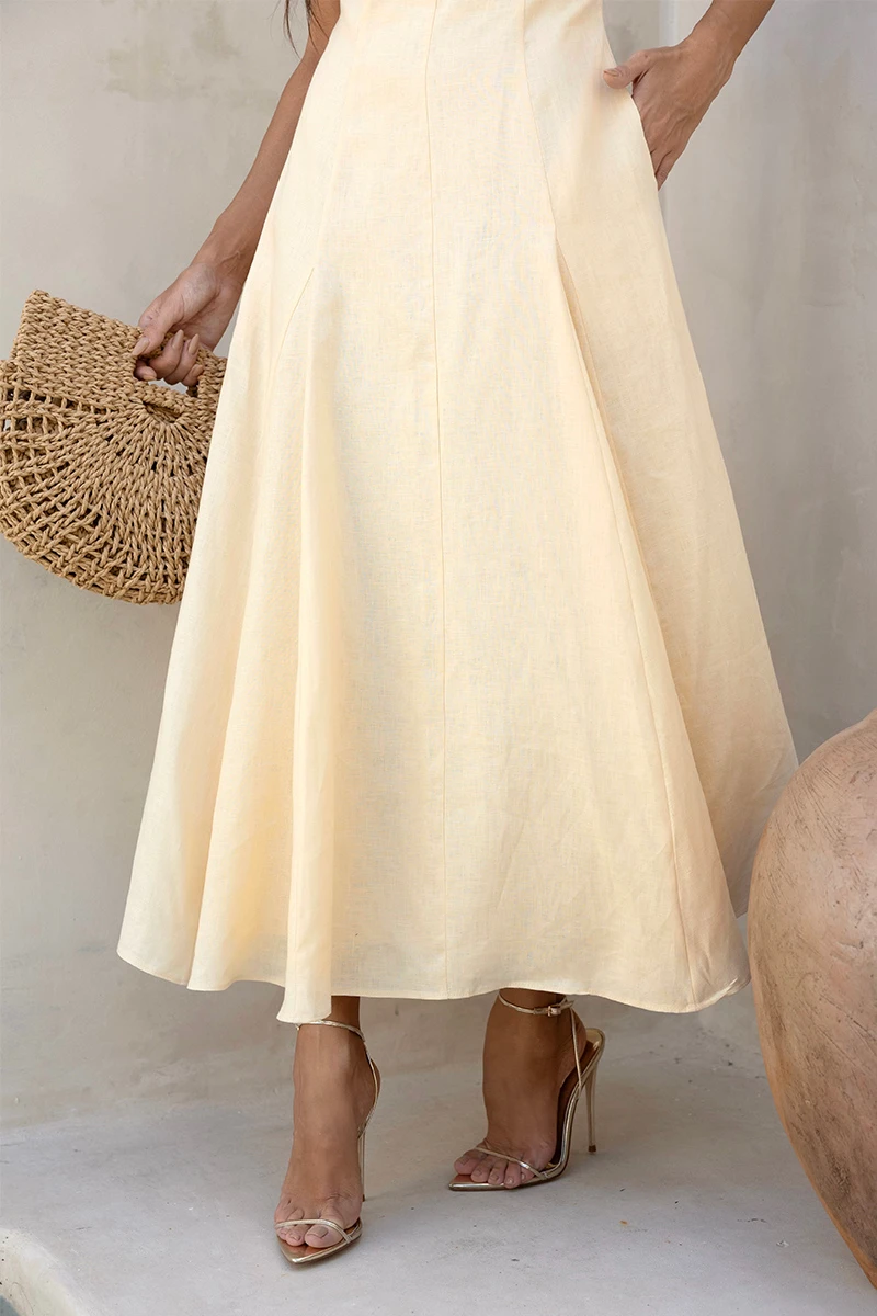 Dot Clothing - Vestido Dot Clothing Ophelia Longuete Alfaiataria Camomila - 2903AMAR