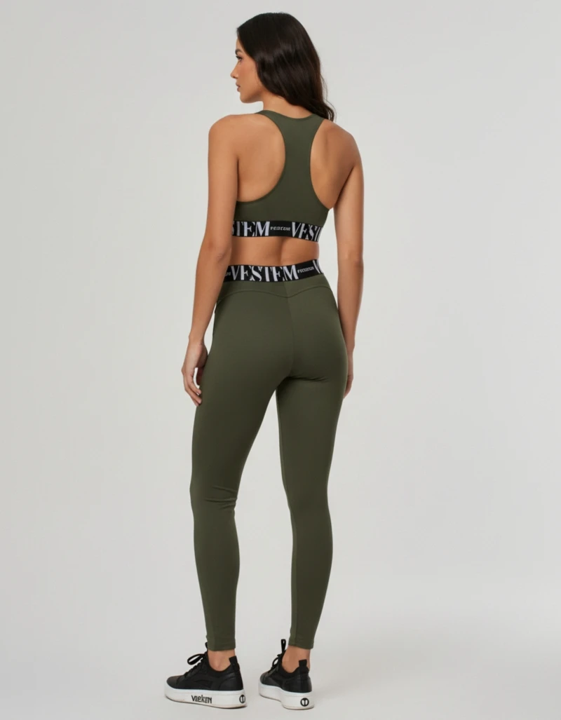 Vestem - Conjunto Legging Fuso e Top Luciana Verde Croco e Preto e Branco - CJ207.C0628