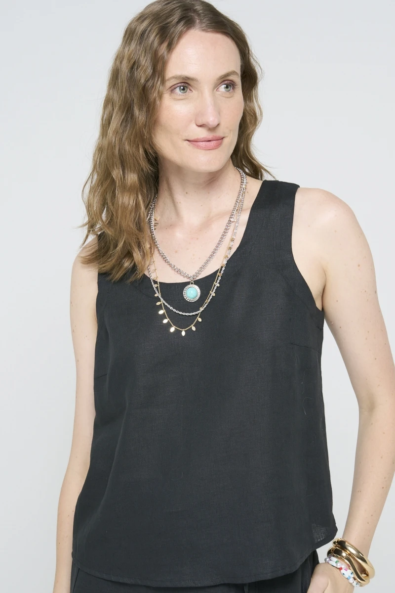 Hidrogênio - Black Tank Top with Reveal - 20502001