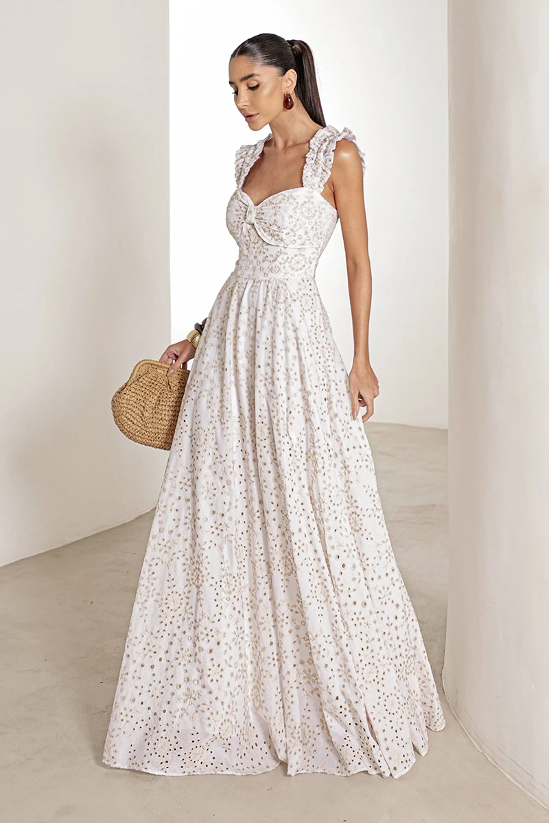 Dot Clothing - Dress Dot Clothing Longo Betina Laise Offwhite - 2902OFF