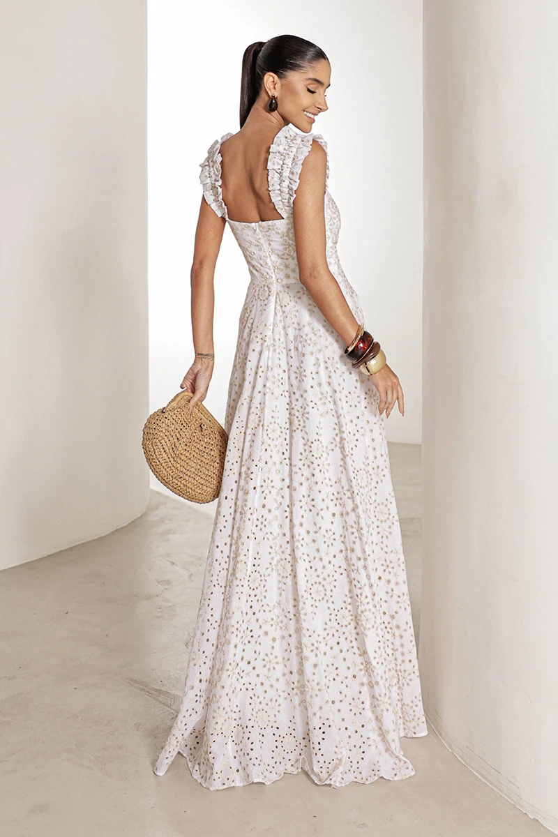 Dot Clothing - Dress Dot Clothing Longo Betina Laise Offwhite - 2902OFF