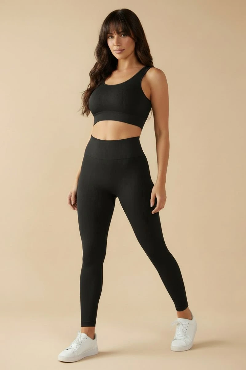 Hipkini - Essenza Seamless Ribbed Fitness Top, Black - 33331830