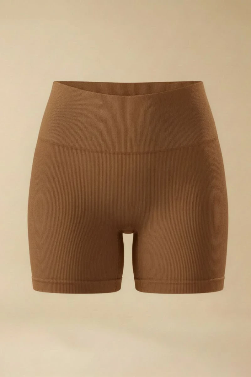 Hipkini - Essenza Caramel Seamless Ribbed Fitness Shorts - 33331833