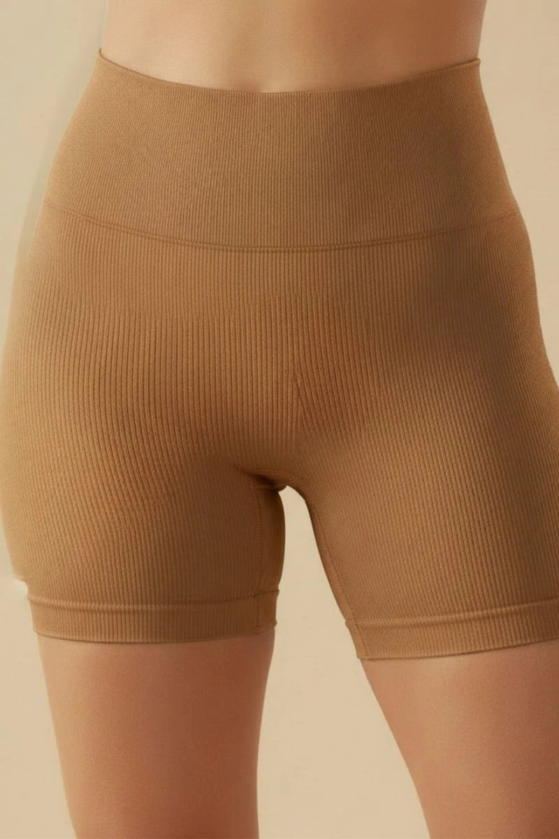 Hipkini - Essenza Caramel Seamless Ribbed Fitness Shorts - 33331833