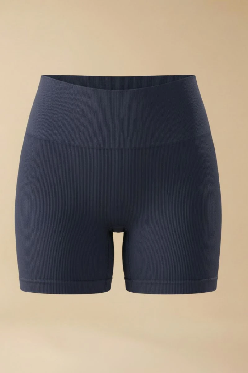 Hipkini - Essenza Seamless Ribbed Fitness Shorts, Navy Blue - 33331834