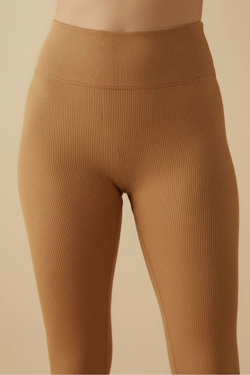 Hipkini - Essenza Caramel Seamless Ribbed Fitness Leggings - 33331837