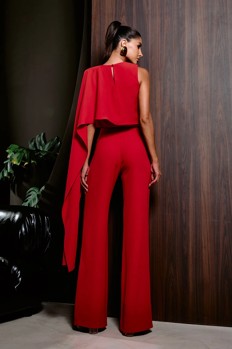 Dot Clothing - Conjunto Dot Clothing Calça e Blusa Assimétrica Vermelho - 2860VERM