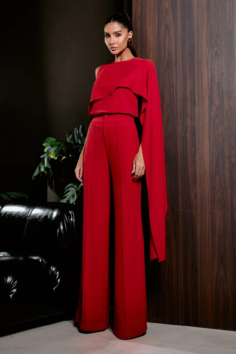 Dot Clothing - Conjunto Dot Clothing Calça e Blusa Assimétrica Vermelho - 2860VERM