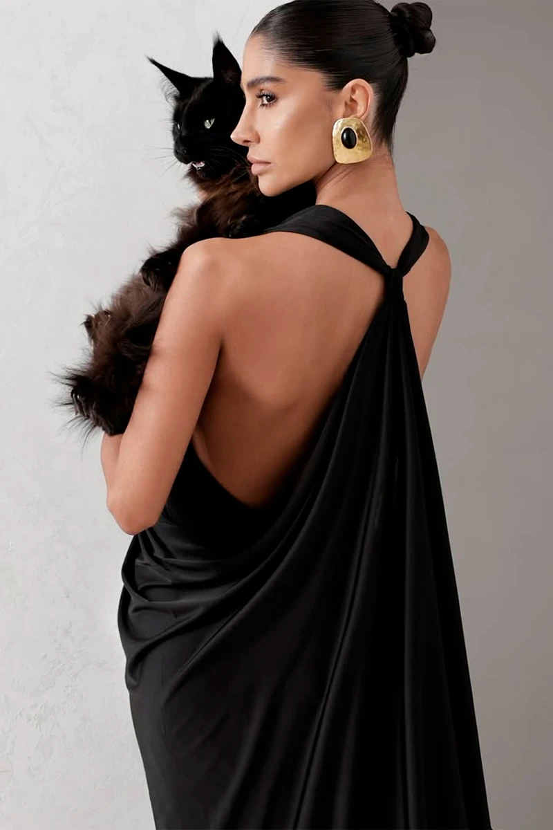 Dot Clothing - Vestido Dot Clothing Longo Aline Preto - 2925PRETO