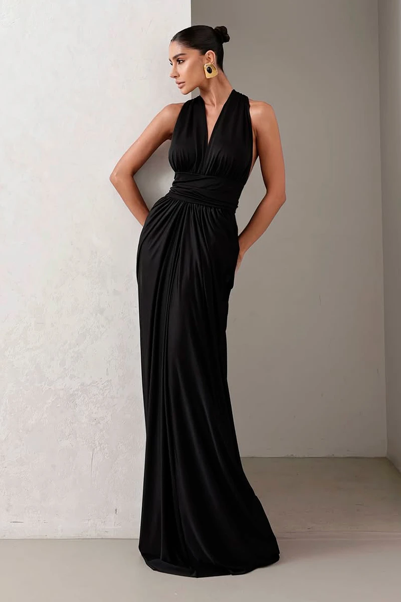 Dot Clothing - Vestido Dot Clothing Longo Aline Preto - 2925PRETO