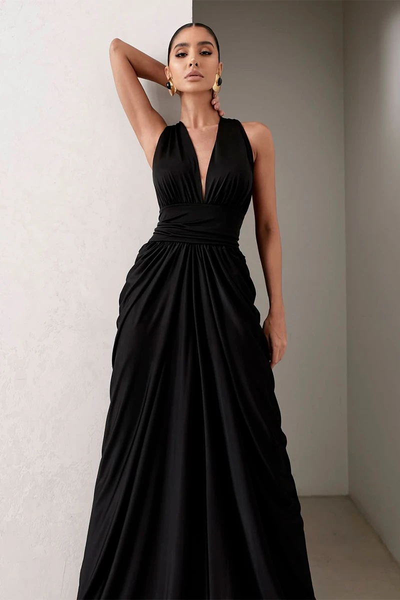 Dot Clothing - Vestido Dot Clothing Longo Aline Preto - 2925PRETO