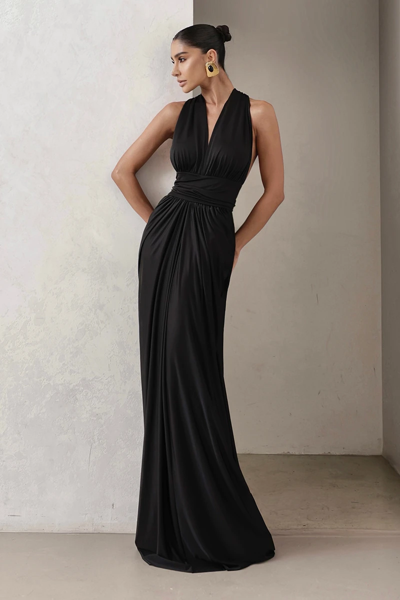 Dot Clothing - Vestido Dot Clothing Longo Aline Preto - 2925PRETO