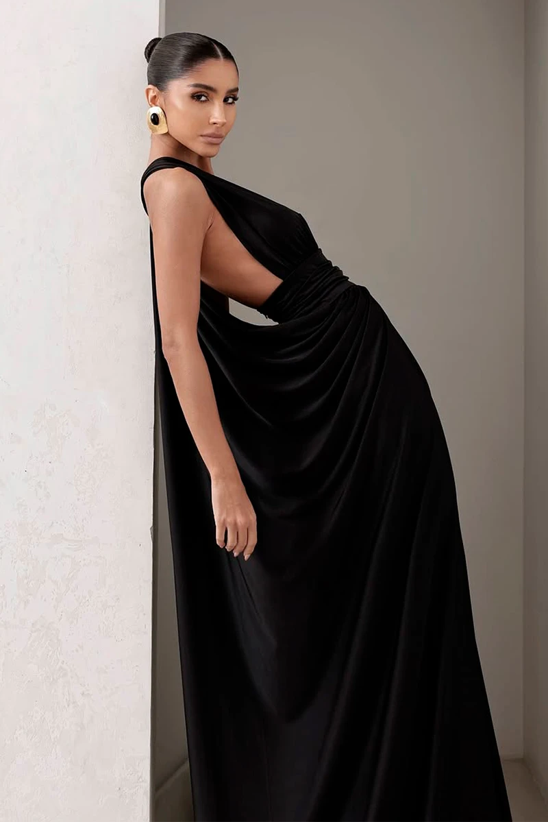 Dot Clothing - Vestido Dot Clothing Longo Aline Preto - 2925PRETO