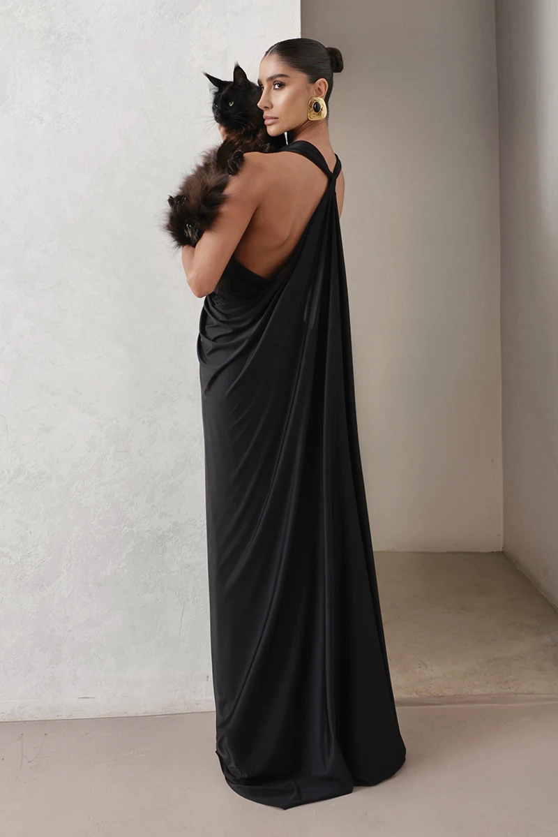 Dot Clothing - Vestido Dot Clothing Longo Aline Preto - 2925PRETO