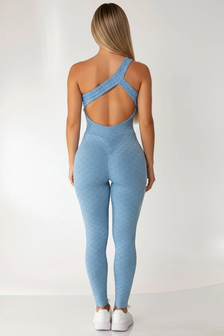 Canoan - Serenity Blue Tropical Scrunch Jumpsuit - 26003