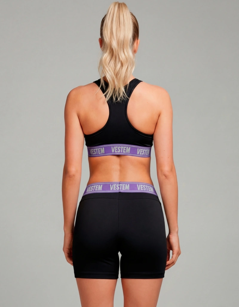 Vestem - Luciana Black and Lavender Neon and Mint Shorts and Top Set - CJ301.BF.C0619