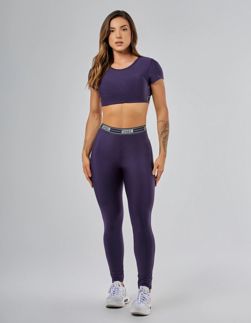 Vestem - Leggings and Top Set for Gym - Amethyst Purple and Lavender Lilac and Neon Yellow - CJ310.BF.C0611