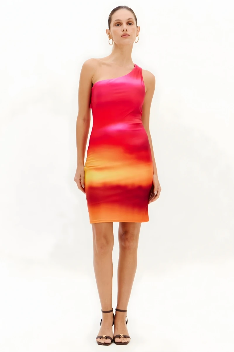 LANÇA PERFUME - Vestido Curto Estampado Ombro Único Lança Perfume - 12307