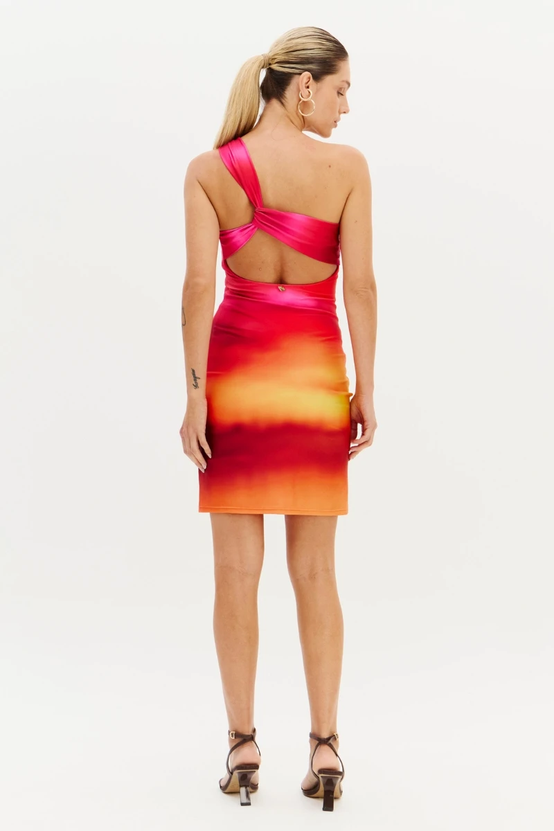 LANÇA PERFUME - Short Printed One-Shoulder Dress by Lança Perfume - 12307