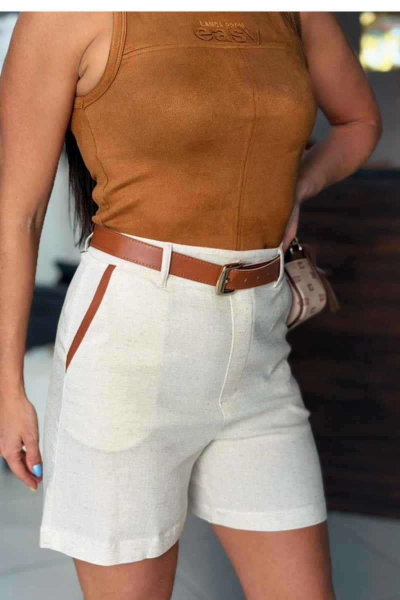 LANÇA PERFUME - High-waisted linen shorts by Lança Perfume - 0541