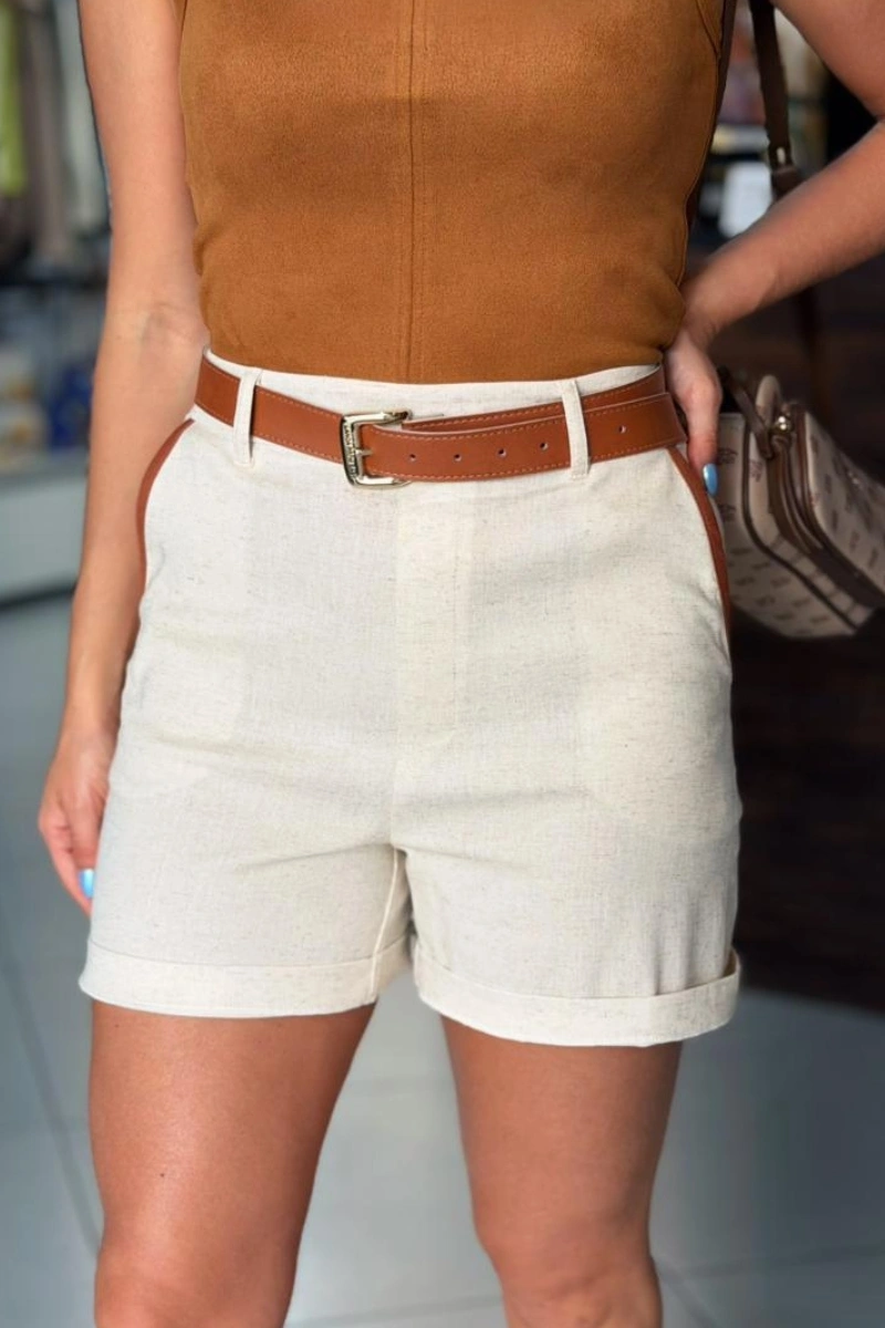 LANÇA PERFUME - High-waisted linen shorts by Lança Perfume - 0541