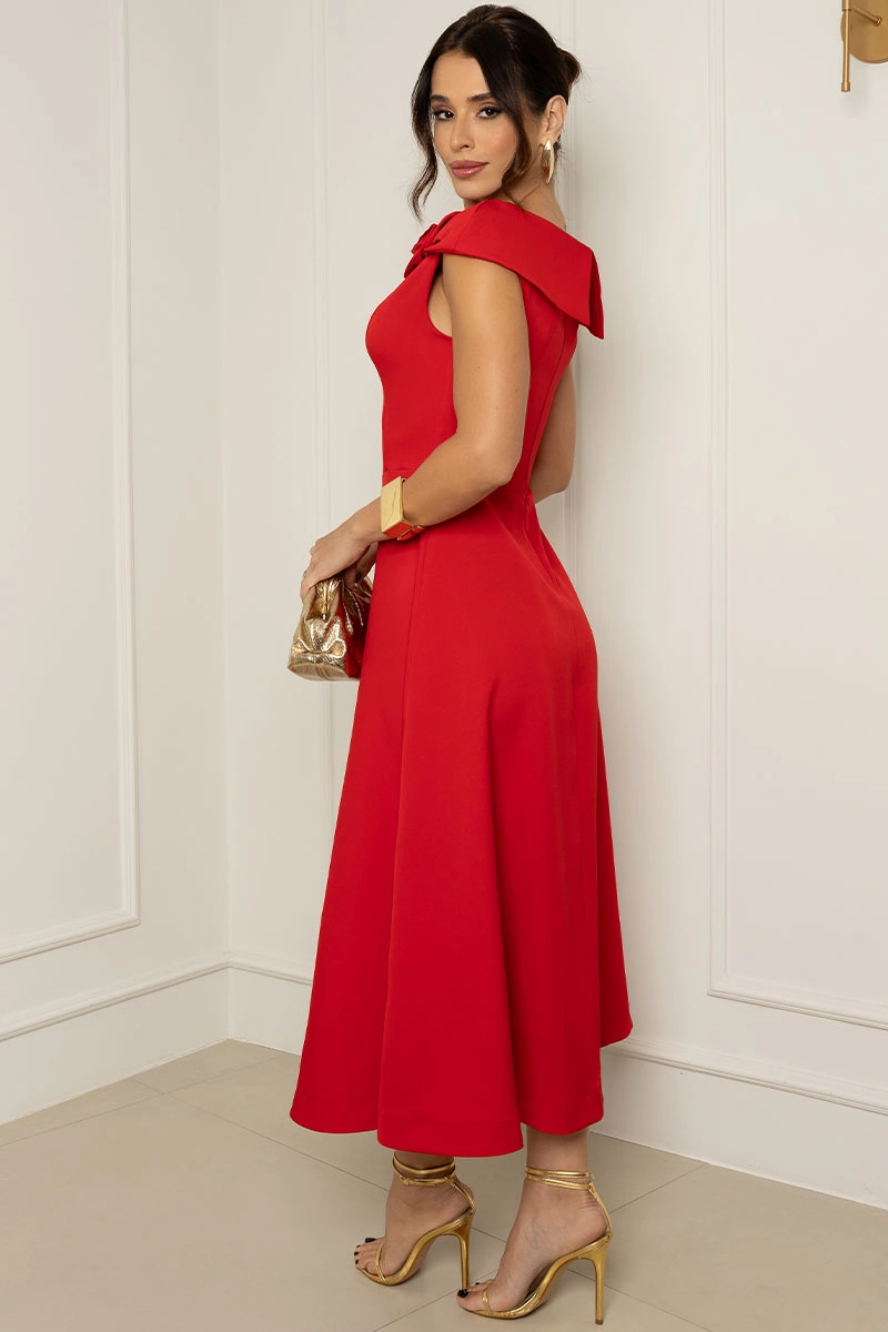 Miss Misses - Vestido Hilda Midi Vermelho - 54592024