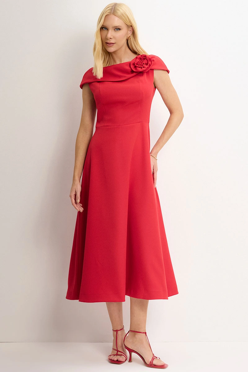 Miss Misses - Vestido Hilda Midi Vermelho - 54592024