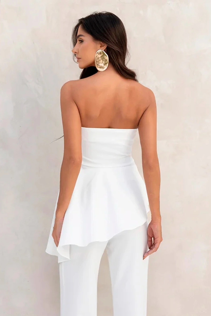 Dot Clothing - Conjunto Dot Clothing Bruna Calça e Blusa TQC Assimétrica Off White - 2924OFF