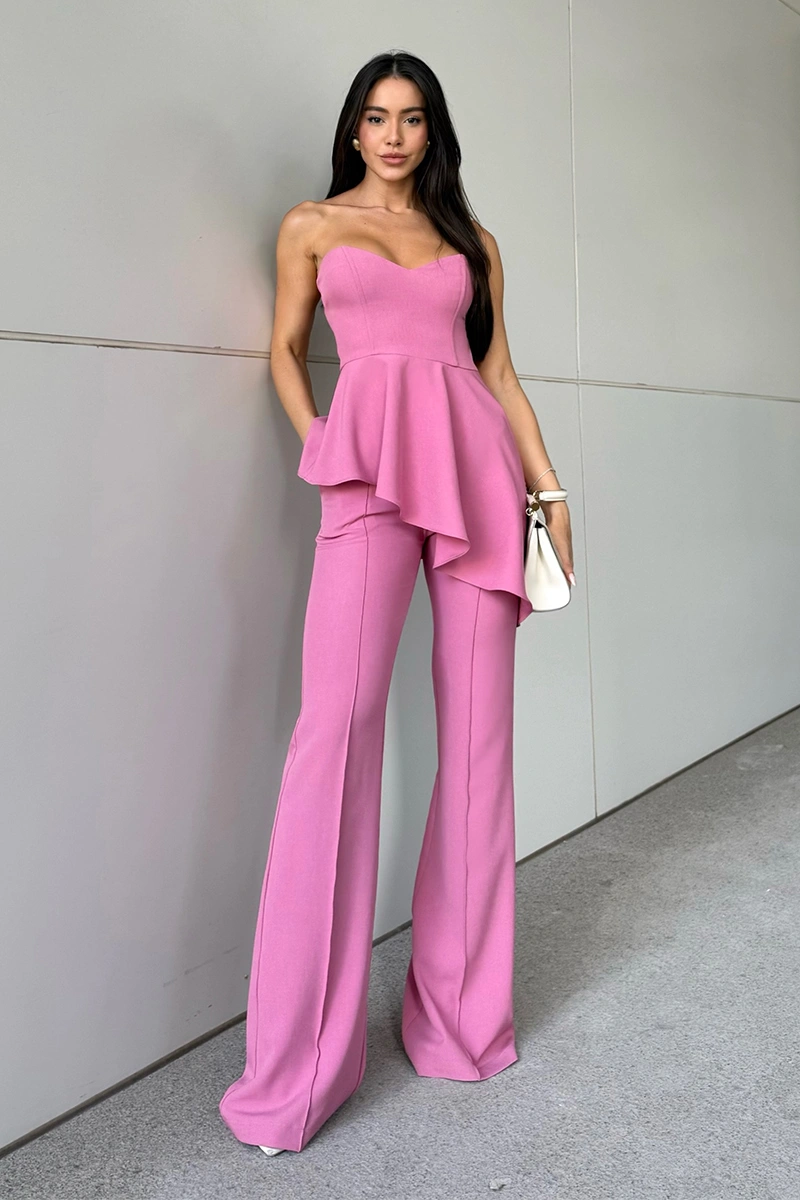 Dot Clothing - Conjunto Dot Clothing Bruna Calça e Blusa TQC Assimétrica Rosa - 2924ROSA