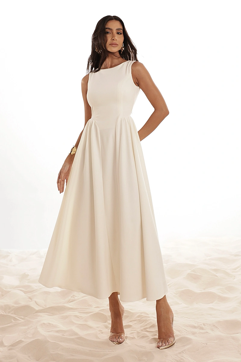 Dot Clothing - Vestido Dot Clothing Cecília Longuete Costas Abertas Off White - 2890OFF