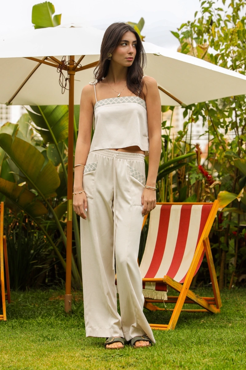 N-BLOOM - Calça Violeta Bordado - B048