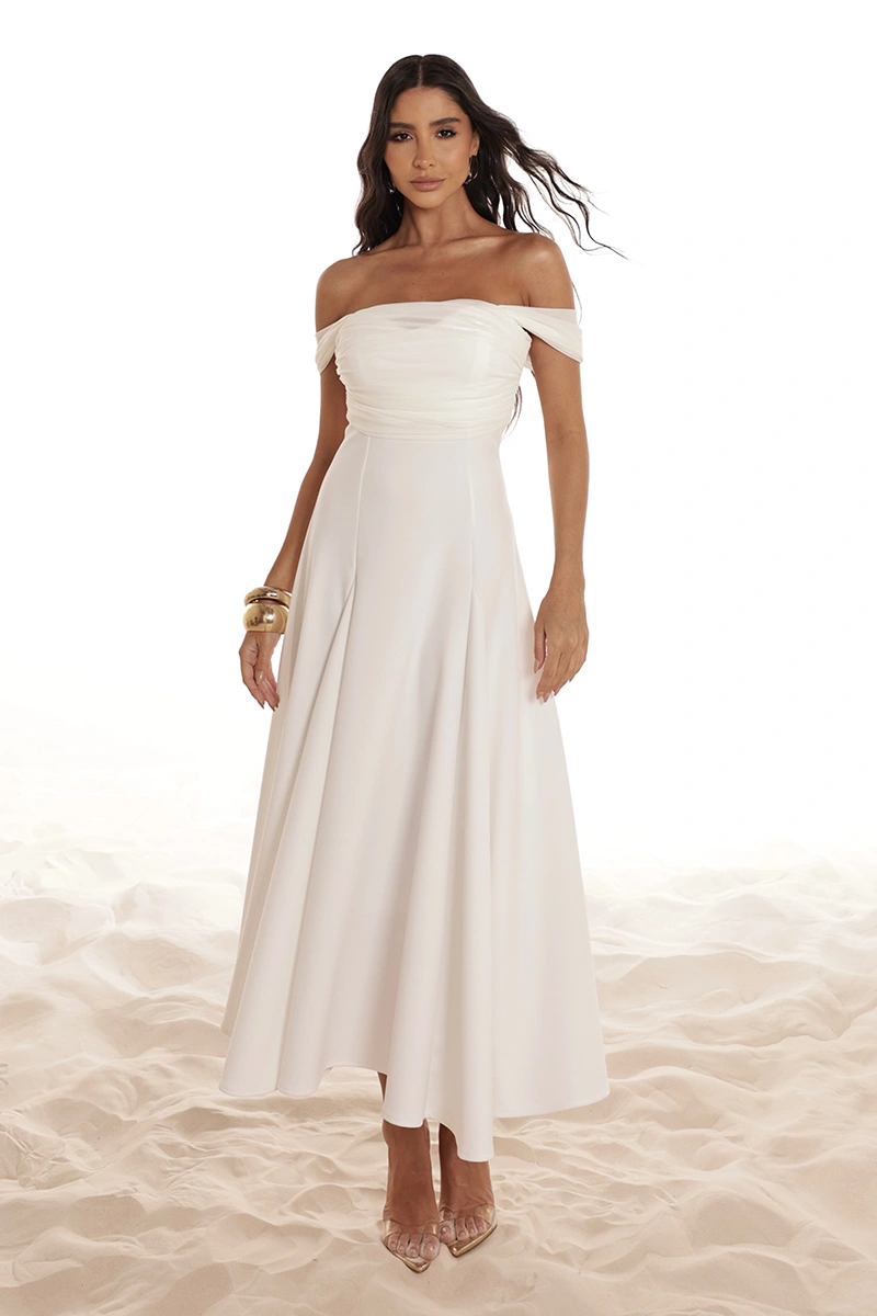 Dot Clothing - Dress Dot Clothing Marina Skirt Evasê W/ tulle Off White - 2918OFF