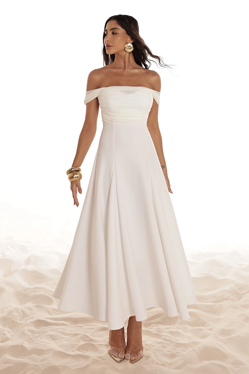 Dot Clothing - Dress Dot Clothing Marina Skirt Evasê W/ tulle Off White - 2918OFF