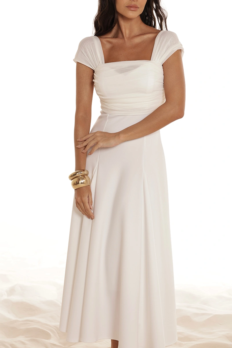 Dot Clothing - Dress Dot Clothing Marina Skirt Evasê W/ tulle Off White - 2918OFF