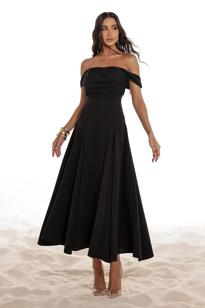 Dot Clothing - Dress Dot Clothing Marina Skirt A-line with tulle Black - 2918PRETO