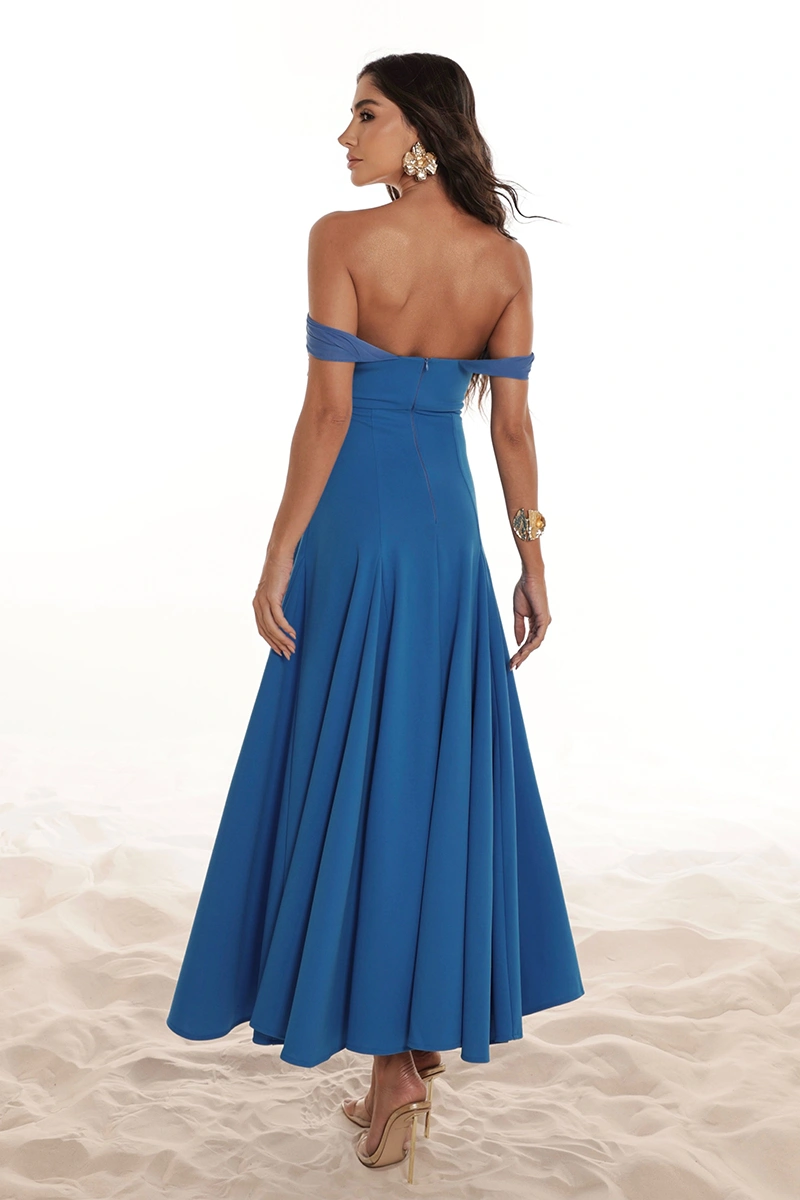 Dot Clothing - Vestido Dot Clothing Marina Saia Evasê C/ Tule Azul - 2918AZUL