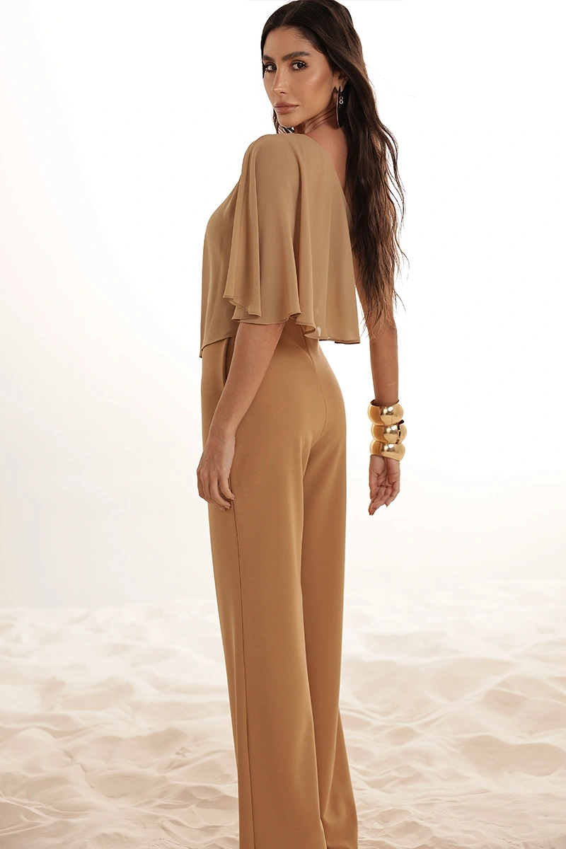 Dot Clothing - Jumpsuit Dot Clothing pinklia Scuba C/ Shirt Chiffon Beige - 2917BEGE