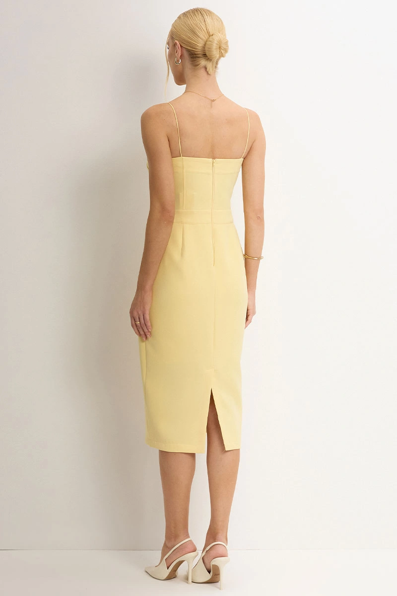 Miss Misses - Juliana Sheath Dress with Front Pleats, Yellow - 54448003