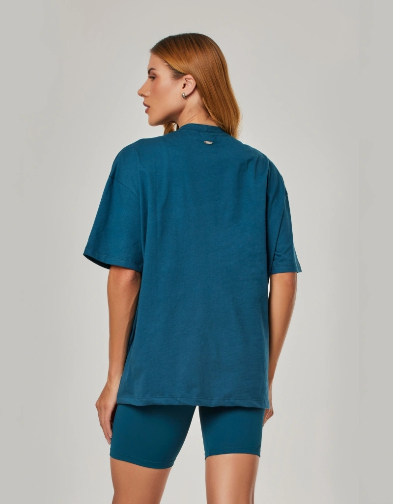 Vestem - Camiseta Oversized com Silk Arte de Viver Azul Undersea - BMC858.NY.C0730