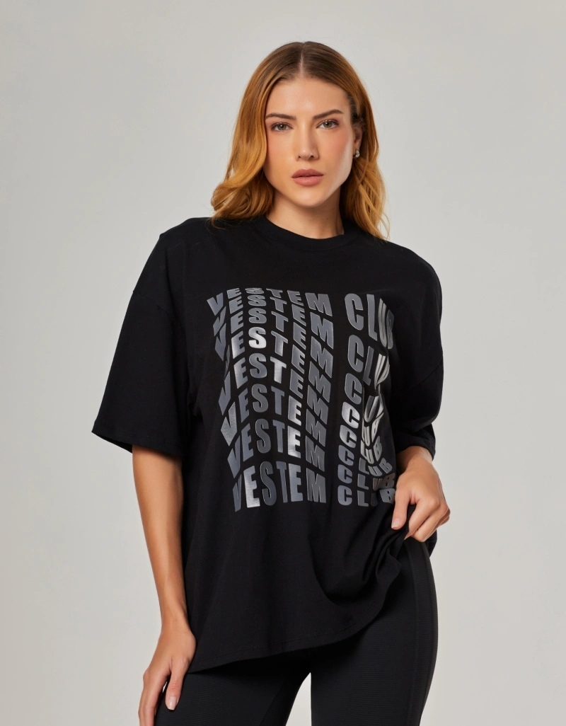 Vestem - Oversized T-Shirt with Silk Vestem Club Preto - BMC859.NY.C0002